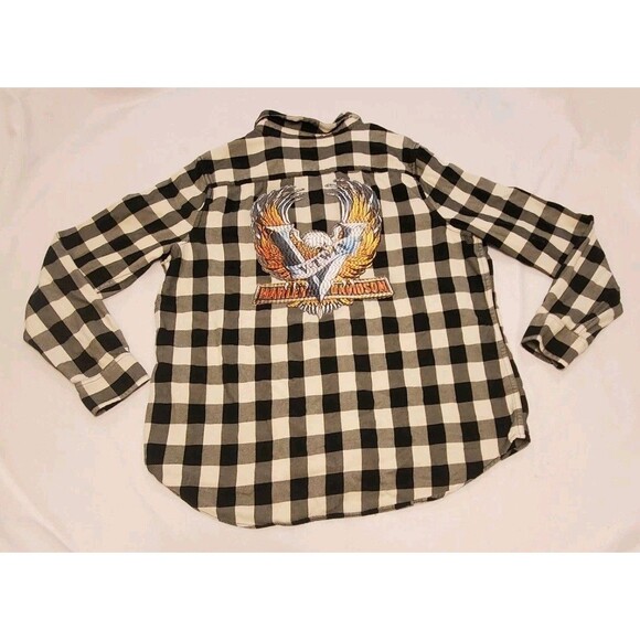 Harley Davidson Plaid Flannel Large Back Hit Biker Moto 2XL Unisex Eagle *Read - Picture 1 of 12